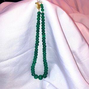 Hunter Green Beaded Necklace 18” - Estate Piece